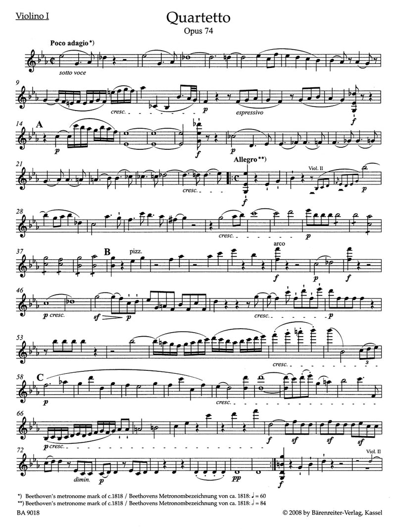 String Quartets op. 74, 95 [set of parts]