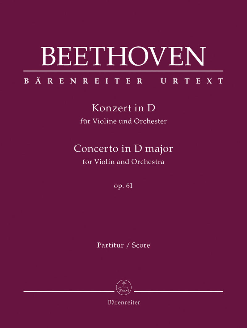 Concerto for Violin and Orchestra D major op. 61 [score]