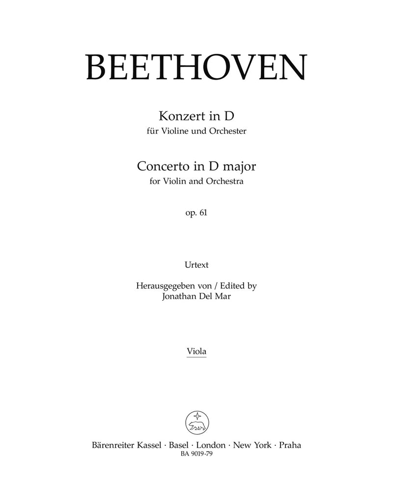 Concerto for Violin and Orchestra D major op. 61 [viola part]