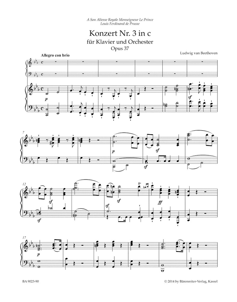 Concerto for Pianoforte and Orchestra Nr. 3 C minor op. 37（ピアノ・リダクション）