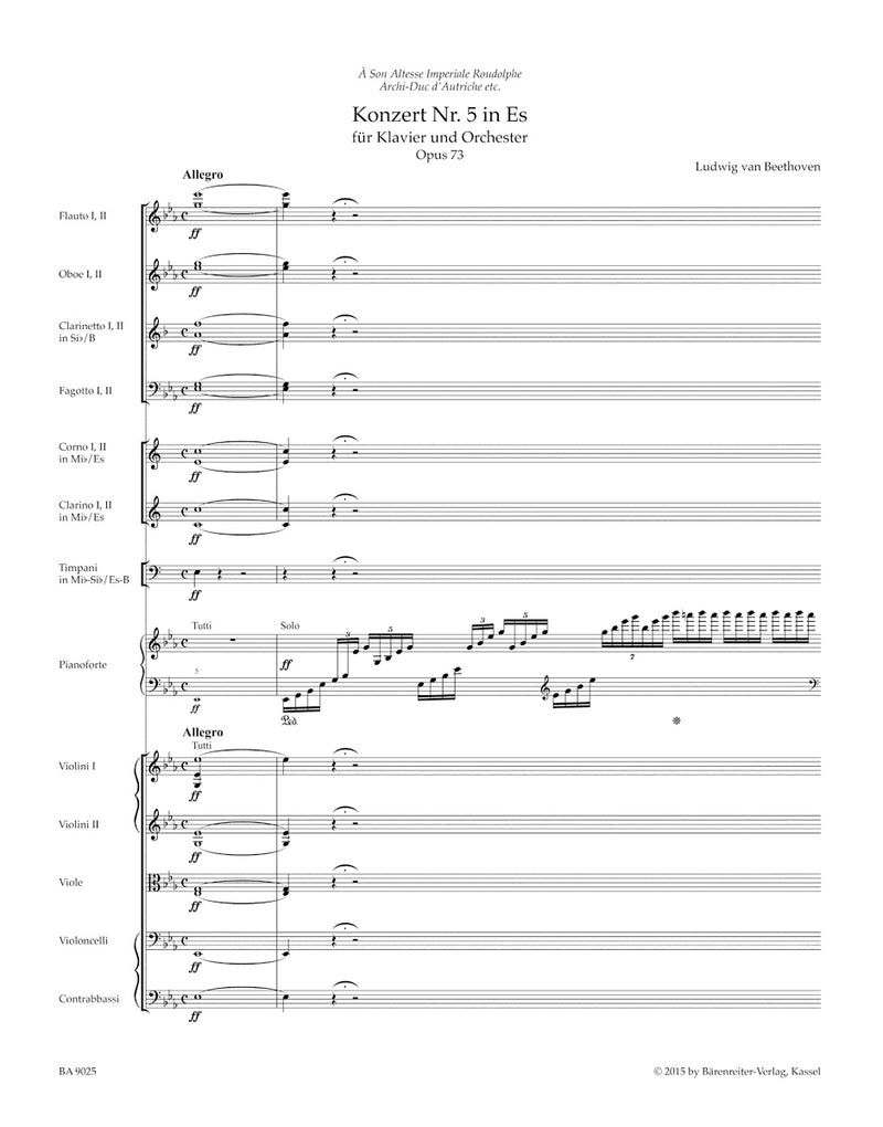 Concerto for Pianoforte and Orchestra Nr. 5 E-flat major op. 73 [score]