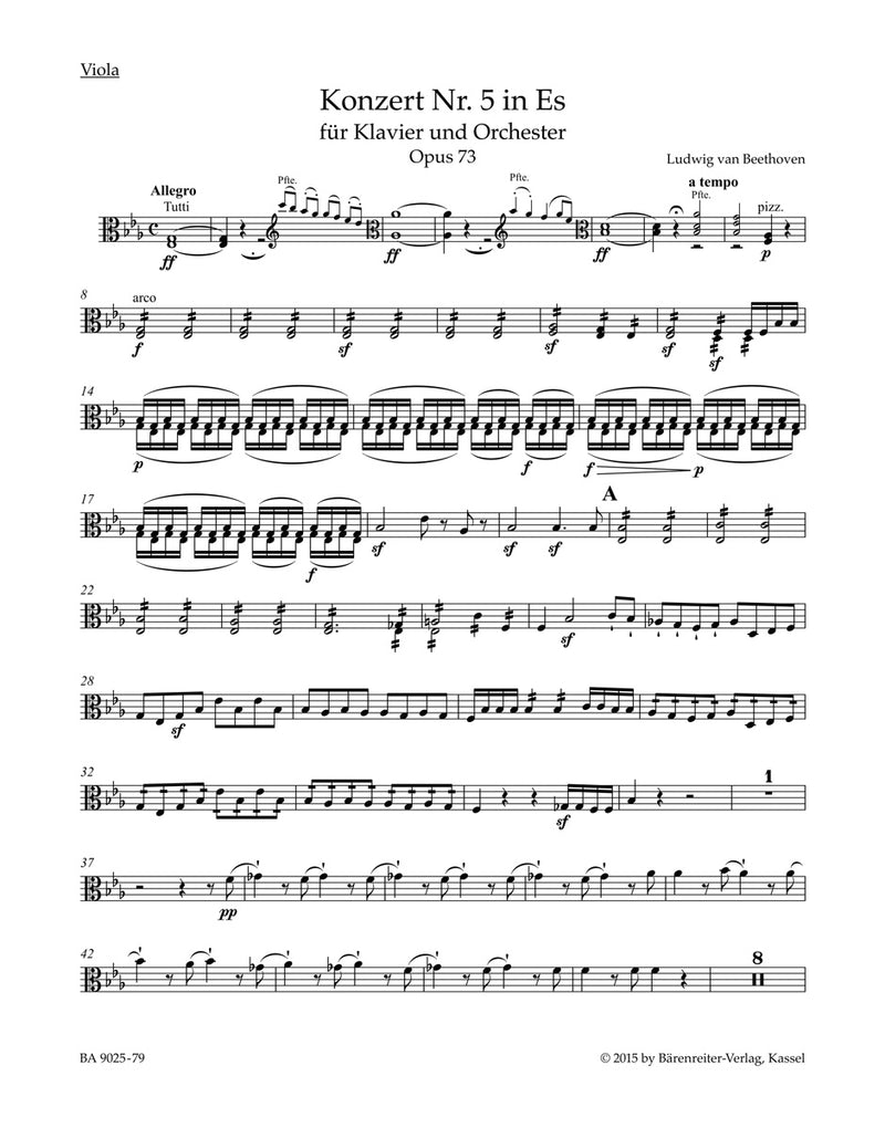 Concerto for Pianoforte and Orchestra Nr. 5 E-flat major op. 73 [viola part]