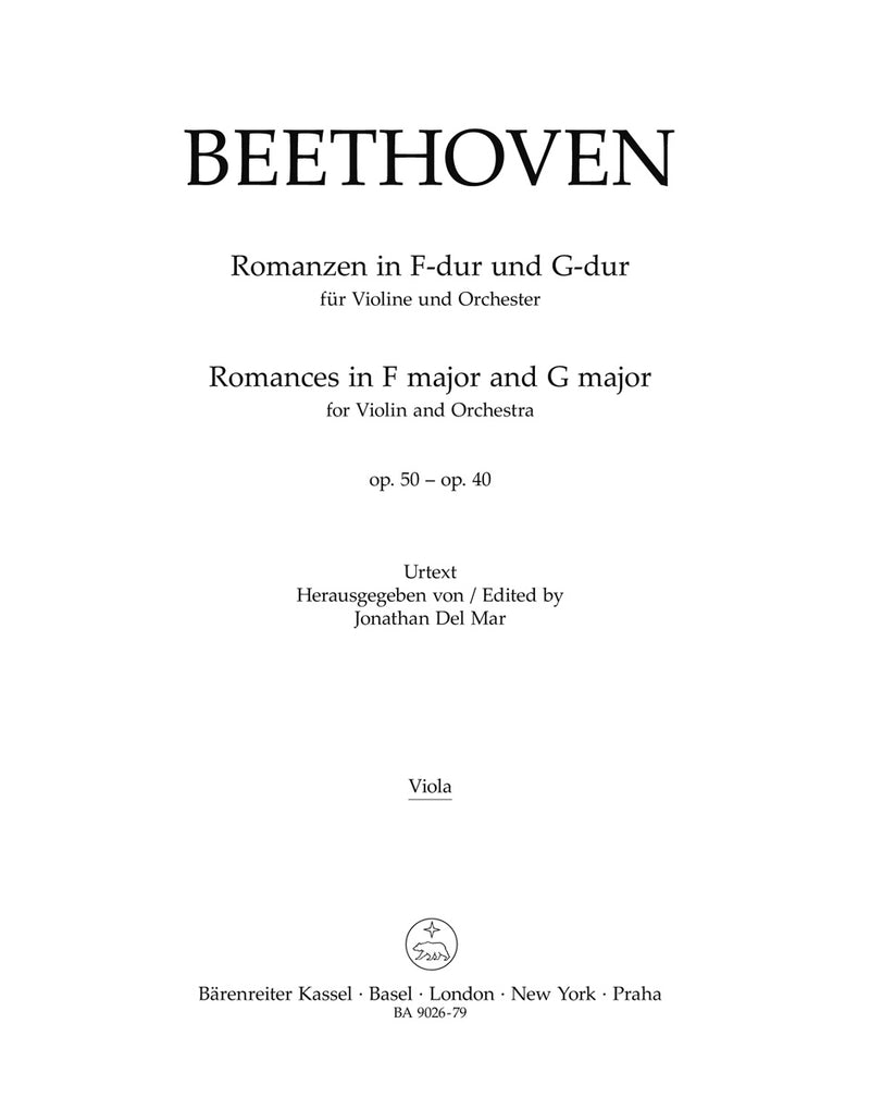 Romances in F major and G major for Violin and Orchestra op. 50, 40 [viola part]