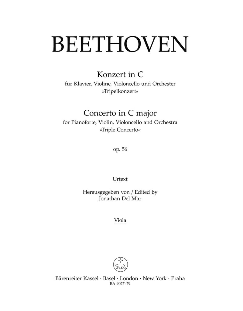 Concerto for Pianoforte, Violin, Violoncello and Orchestra C major op. 56 "Triple Concerto" [viola part]