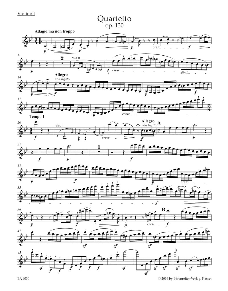 String Quartet in B-flat major op. 130 [Set of parts]