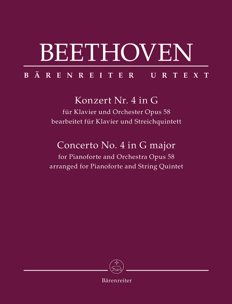 Concerto for Pianoforte and Orchestra Nr. 4 G major op. 58 (arranged for Piano Quintet) [score & parts]