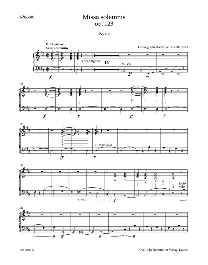 Missa solemnis op. 123 [organ part]