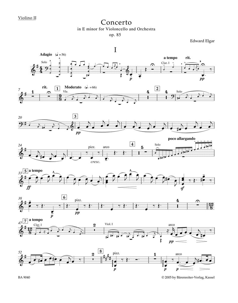 Concerto for Violoncello and Orchestra E minor op. 85 [violin 2 part]