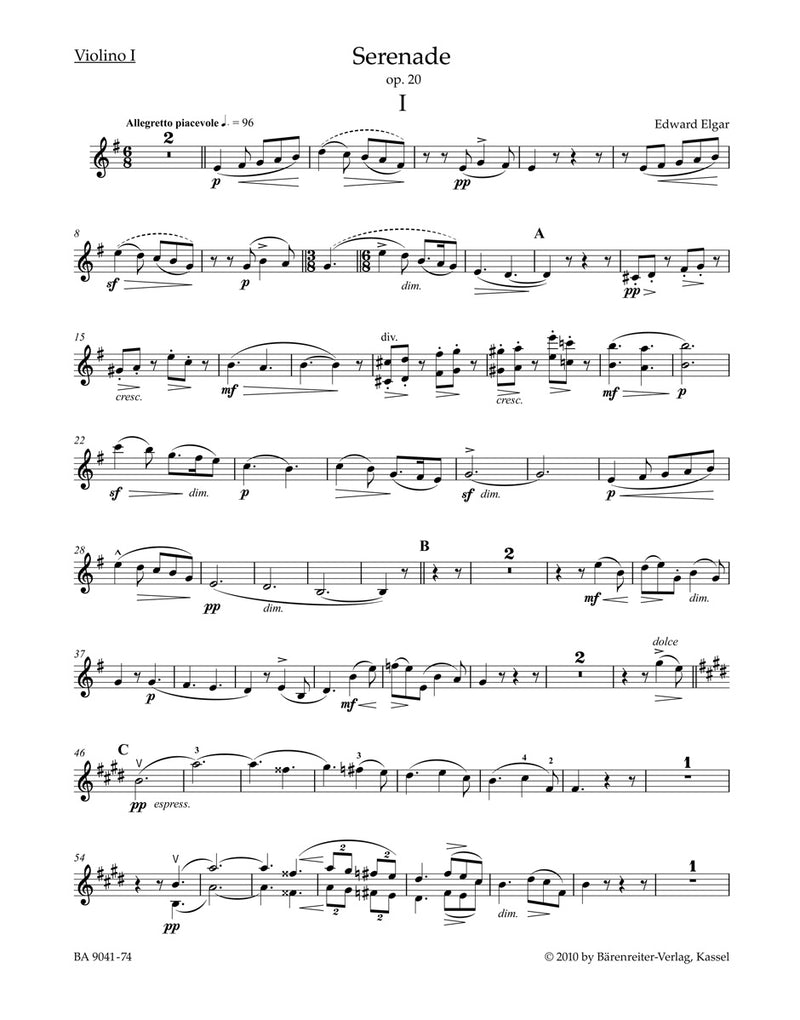 Serenade for Strings op. 20 [violin 1 part]