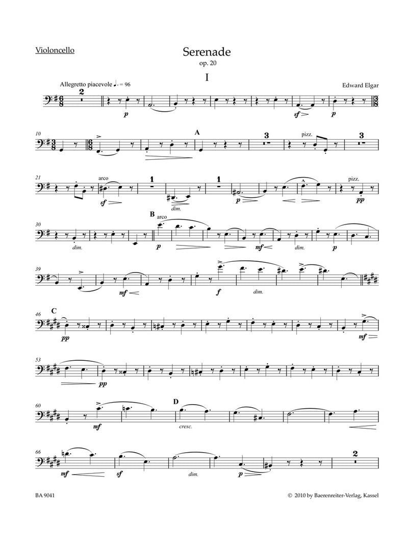 Serenade for Strings op. 20 [cello part]