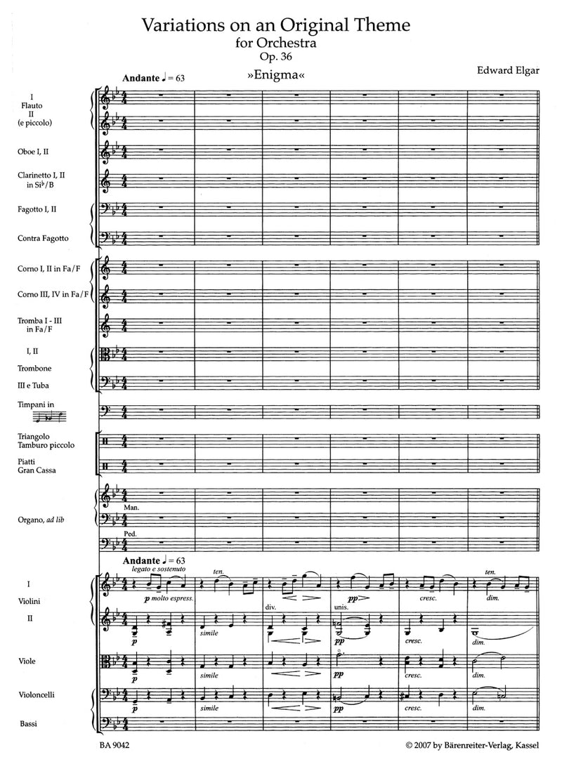 Variations on an Original Theme for Orchestra op. 36 "Enigma" [score]