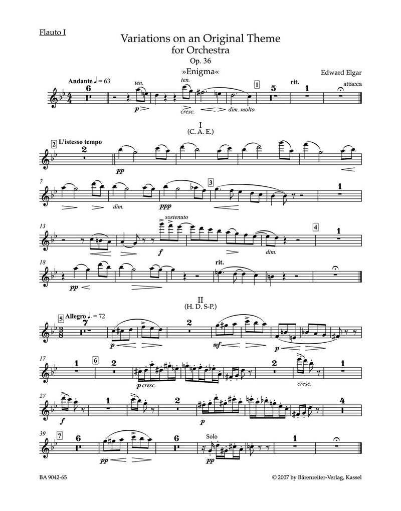 Variations on an Original Theme for Orchestra op. 36 "Enigma" [set of winds]