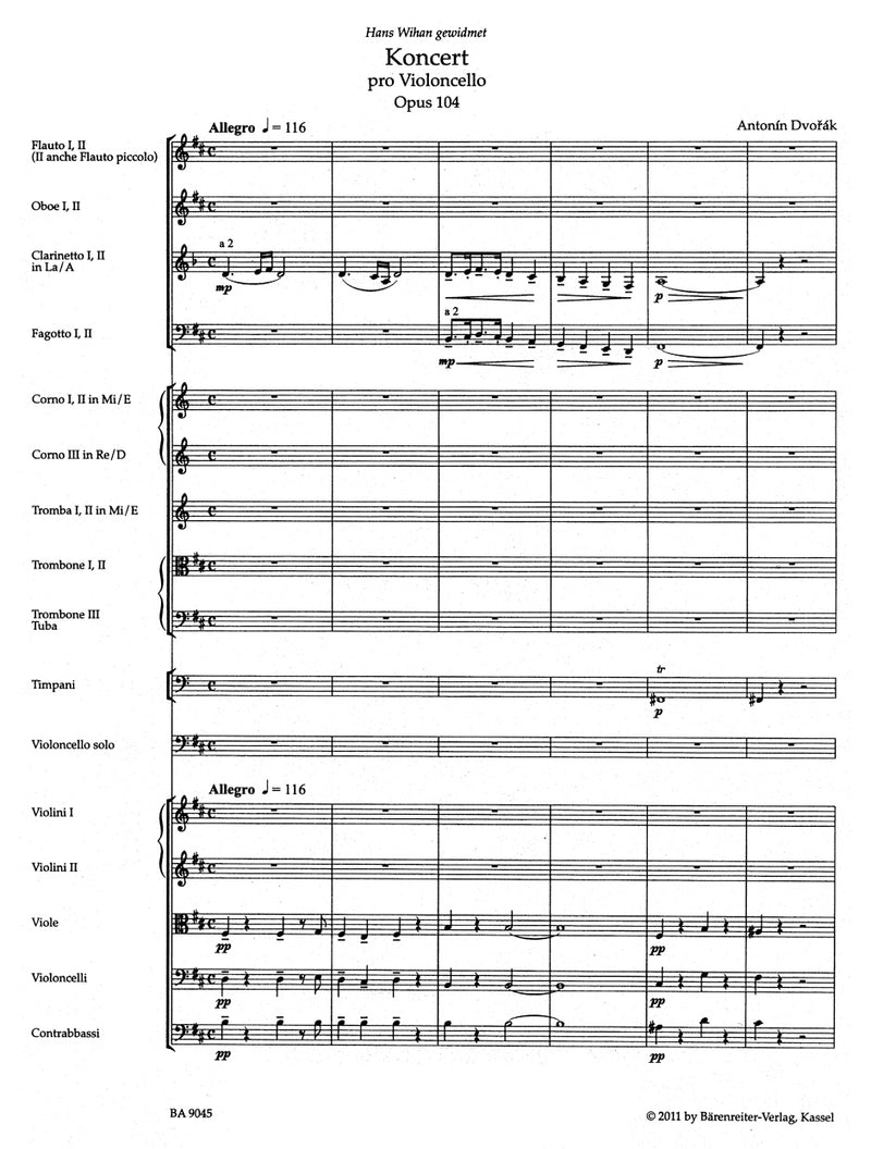 Concerto for Violoncello and Orchestra B minor op. 104 [score]