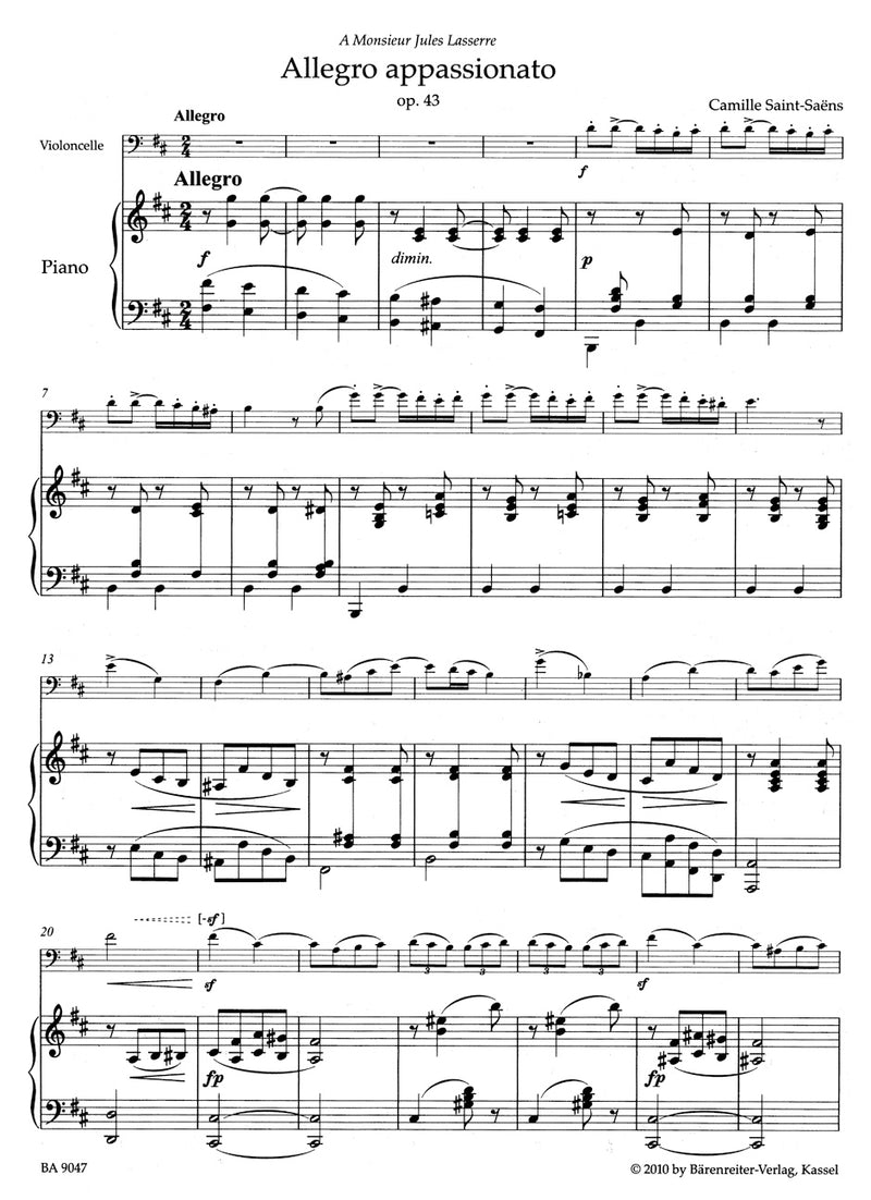 Allegro Appassionato for Violoncello with Piano Accompaniment op. 43