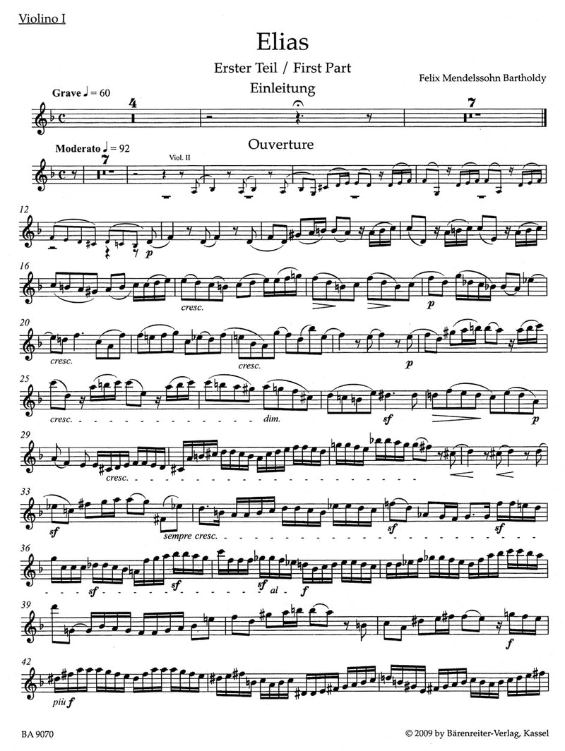 Elijah op. 70 [violin 1 part]