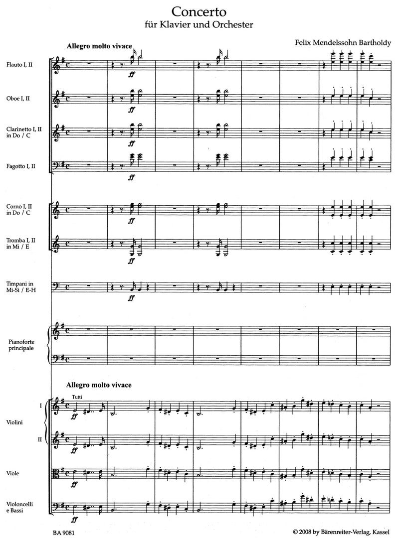 Concerto for Piano and Orchestra E minor [score]