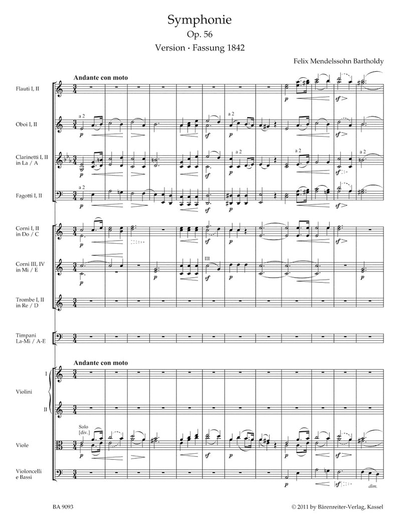 Symphony A minor op. 56 "Scottish" (1842-1843) [score]