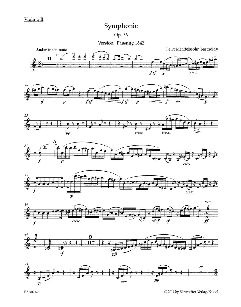 Symphony A minor op. 56 "Scottish" (1842-1843) [violin 2 part]