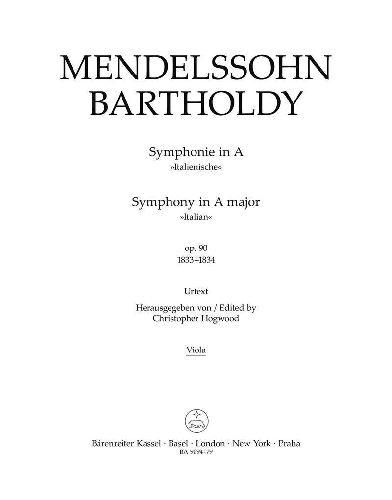 Symphony A major op. 90 "Italian" (1833-1834) [viola part]