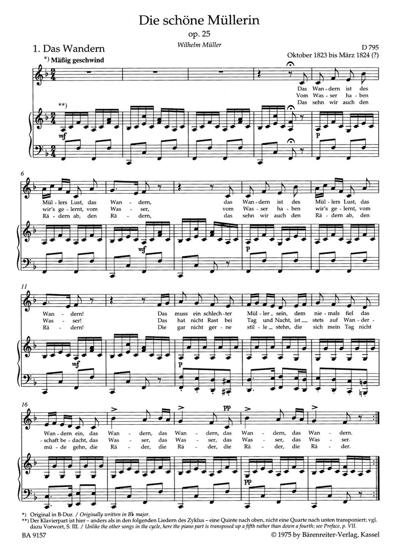 Die schöne Müllerin op. 25 D 795 (Low Voice)