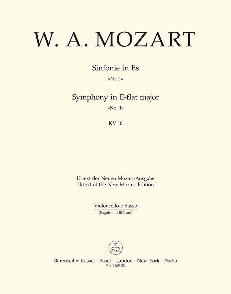 Symphony Nr. 1 E-flat major K. 16 [cello/double bass part]