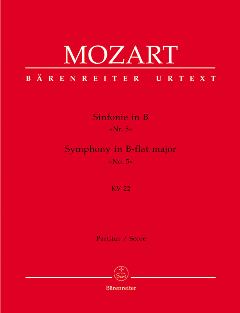Symphony Nr. 5 B-flat major K. 22 [score]