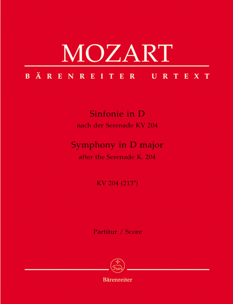 Symphony D major (based on Serenade K. 204 (213a)) [score]