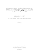 Magnitudo 9, 0 for flute, clarinet, violin, cello and percussion (2005) [score]