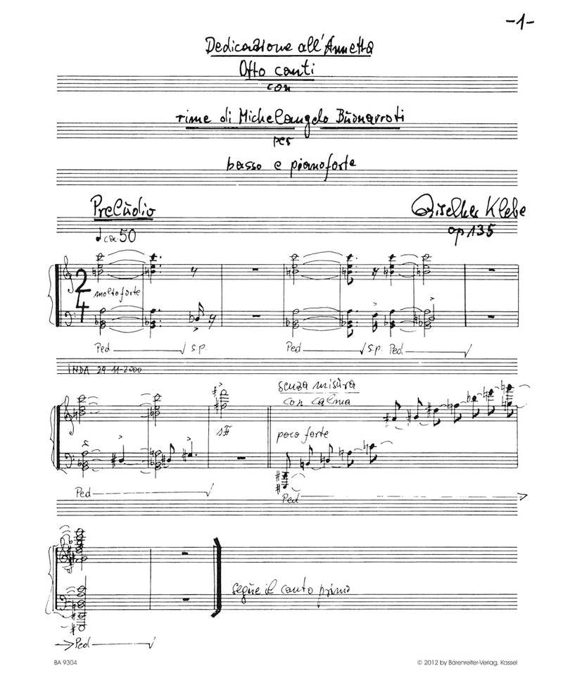Otto canti op. 135 (2000)