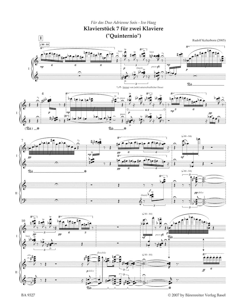 Klavierstück 7 für zwei Klaviere "Quinternio" (2005)