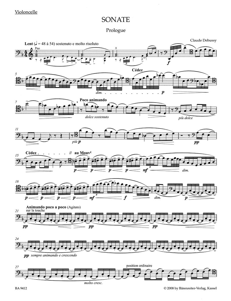 Sonata for Violoncello and Piano [Performance score, part(s)]