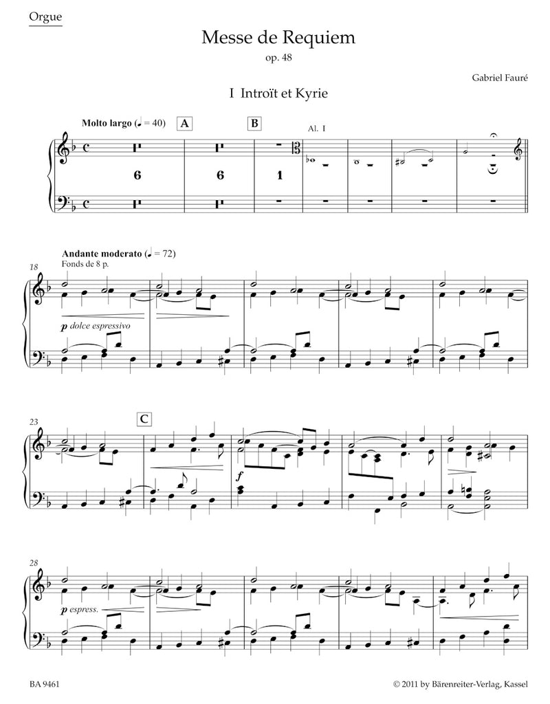 Messe de Requiem op. 48 (Version of 1900) [organ part]