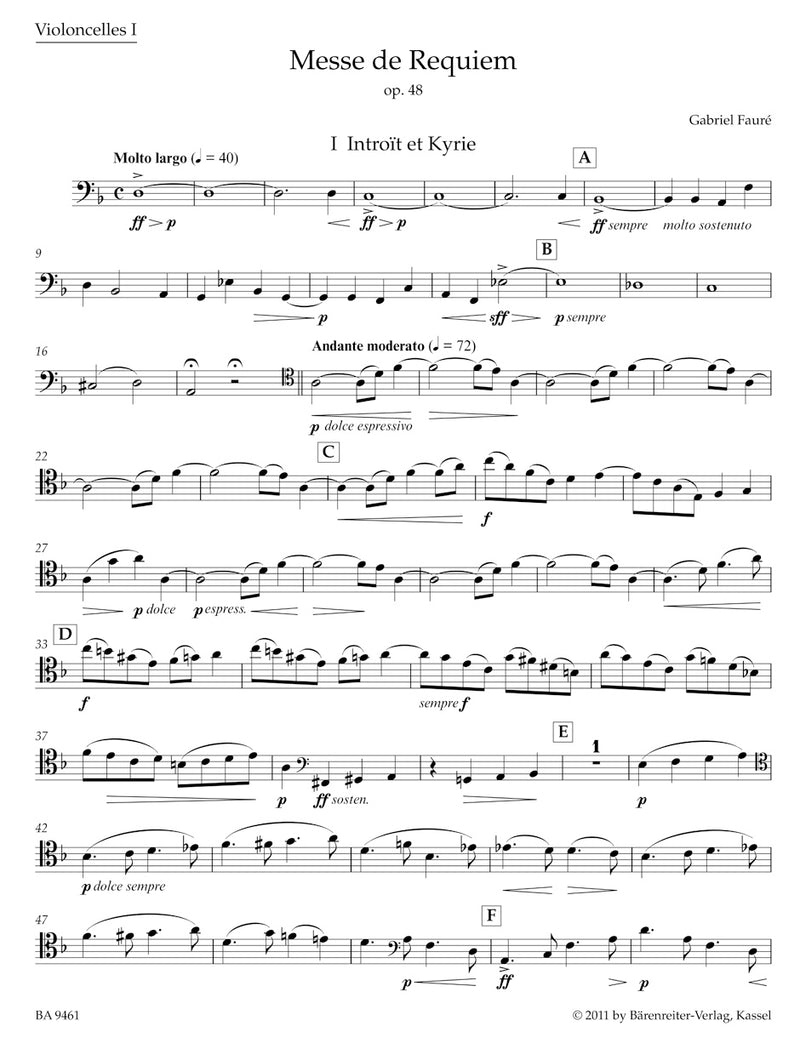 Messe de Requiem op. 48 (Version of 1900) [cello1 part]