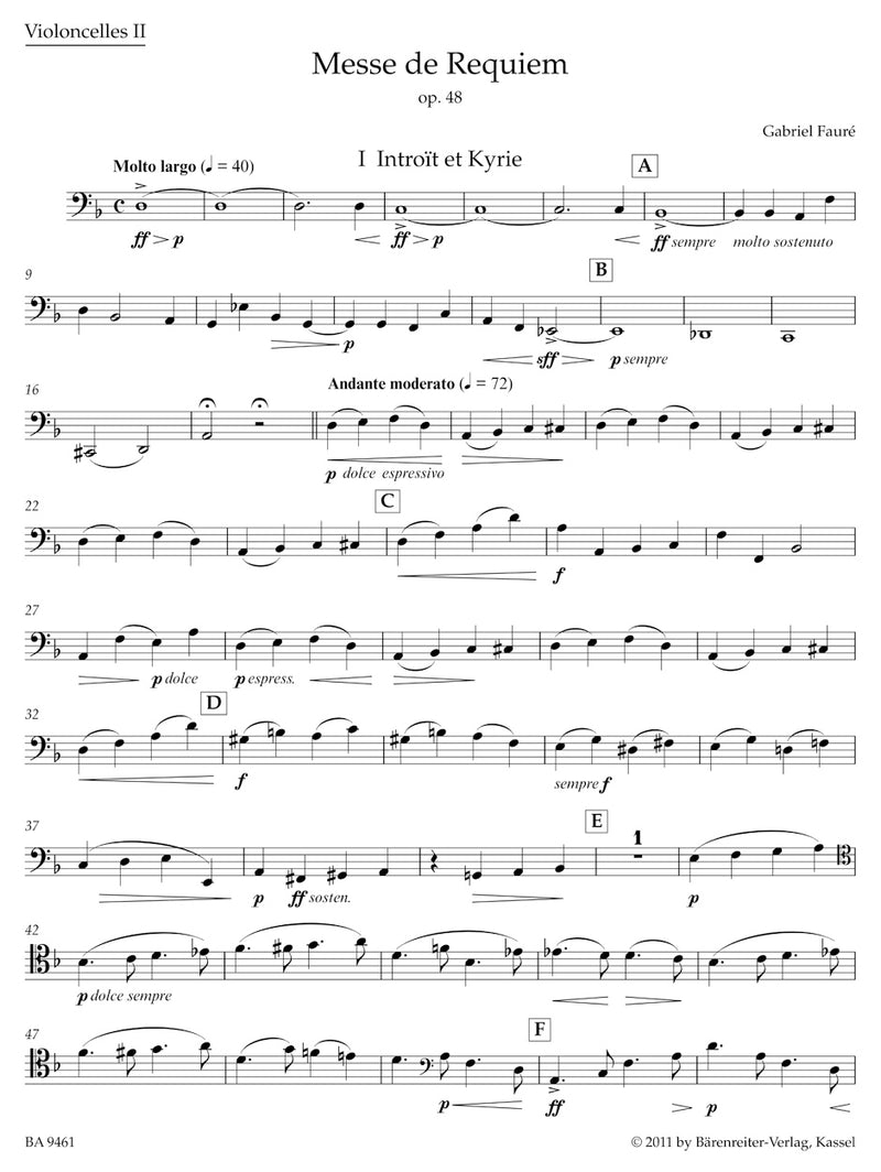 Messe de Requiem op. 48 (Version of 1900) [cello2 part]