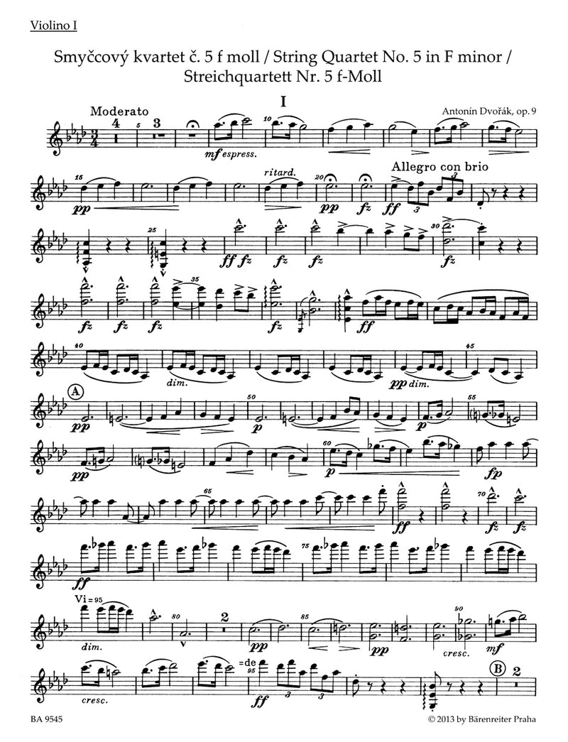 String Quartet Nr. 5 F minor op. 9 [set of parts]