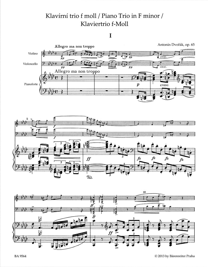 Piano Trio F minor op. 65 [Performance score, set of parts]