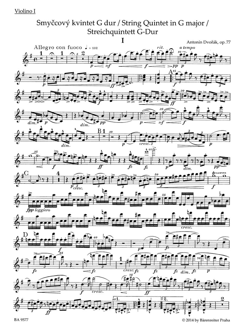 String Quintet G major op. 77 [set of parts]