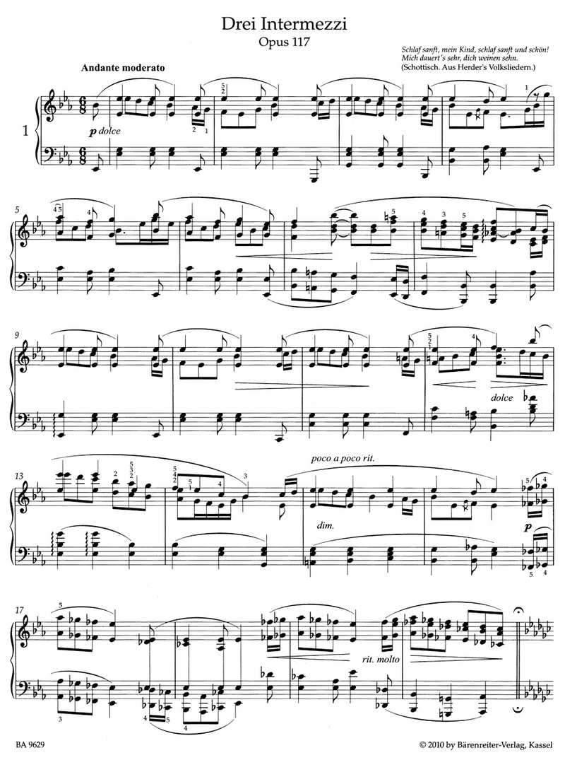 Three Intermezzi op. 117