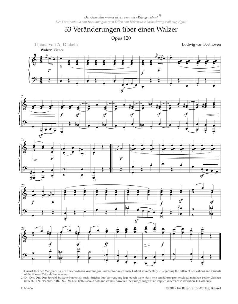 33 Veränderungen über einen Walzer = 33 Variations on a Waltz for Piano op. 120 "Diabelli Variations"