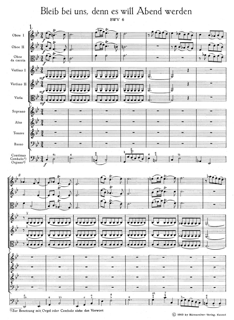 Bleib bei uns, denn es will Abend werden, BWV 6 [score]