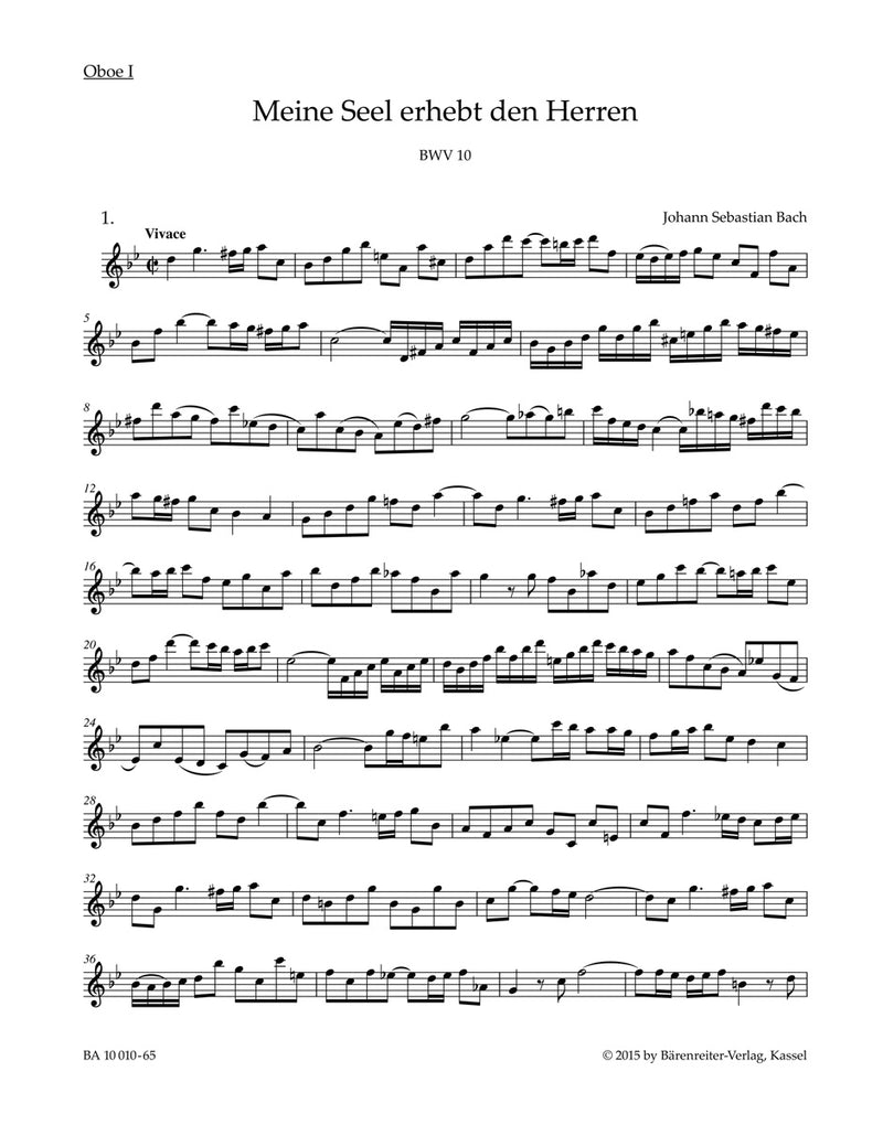 Meine Seel erhebt den Herren BWV 10 [set of wind parts]