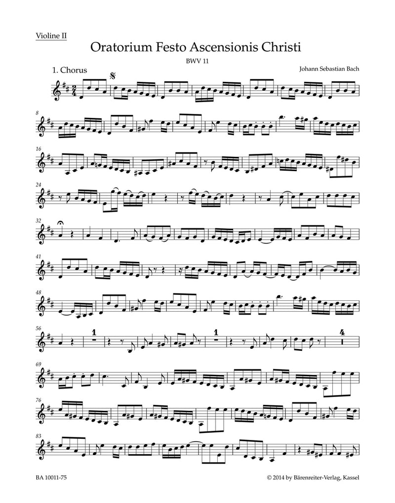 Himmelfahrts-Oratorium BWV 11 [violin 2 part]