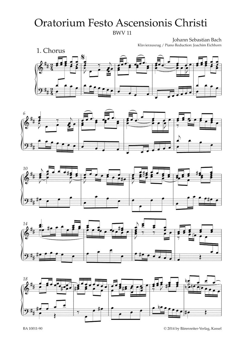 Himmelfahrts-Oratorium BWV 11（ヴォーカル・スコア）