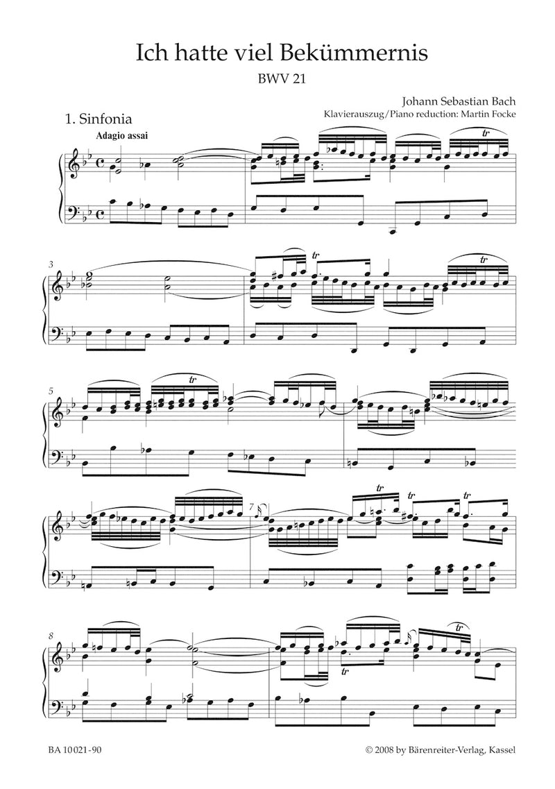 Ich hatte viel Bekümmernis BWV 21（ヴォーカル・スコア）