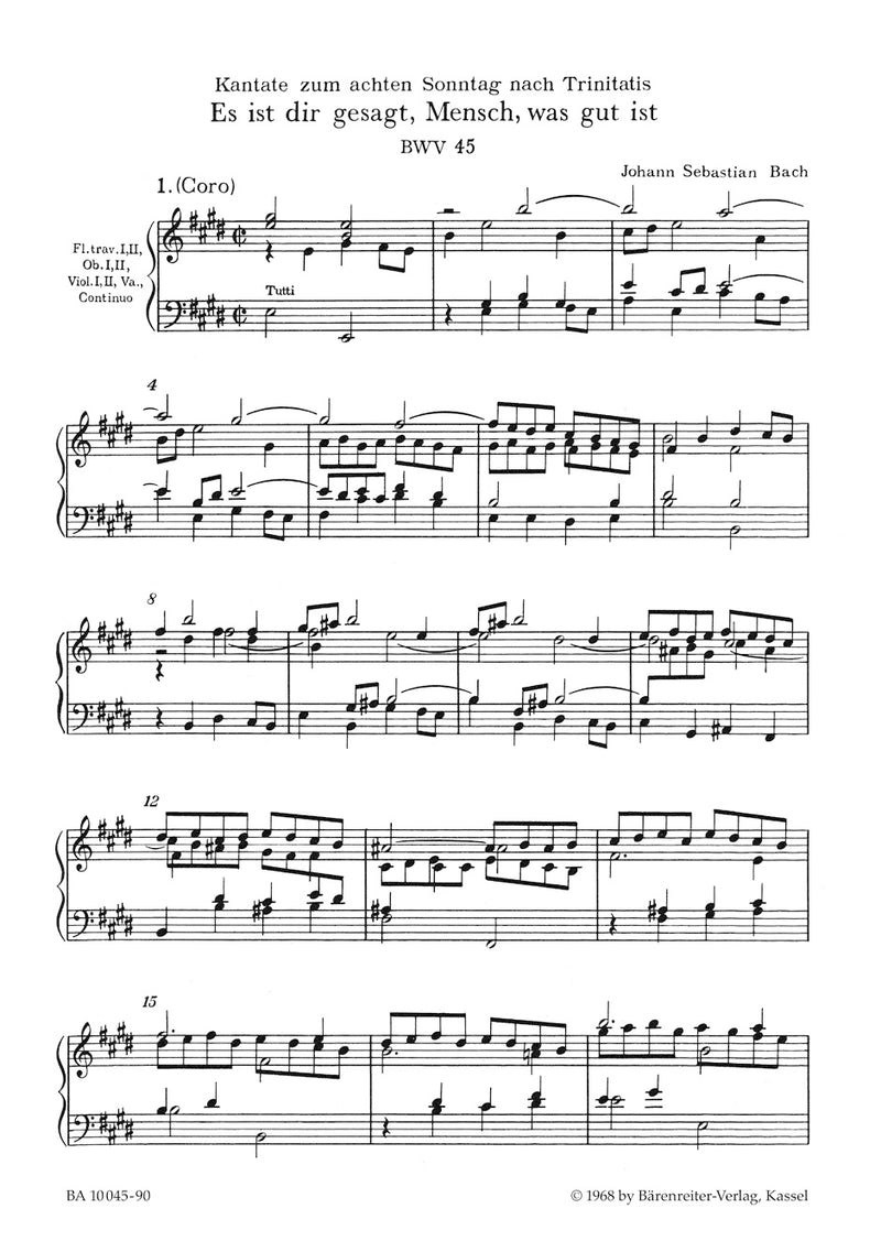 Es ist dir Gesagt, Mensch, was gut ist, BWV 45 （ヴォーカル・スコア）