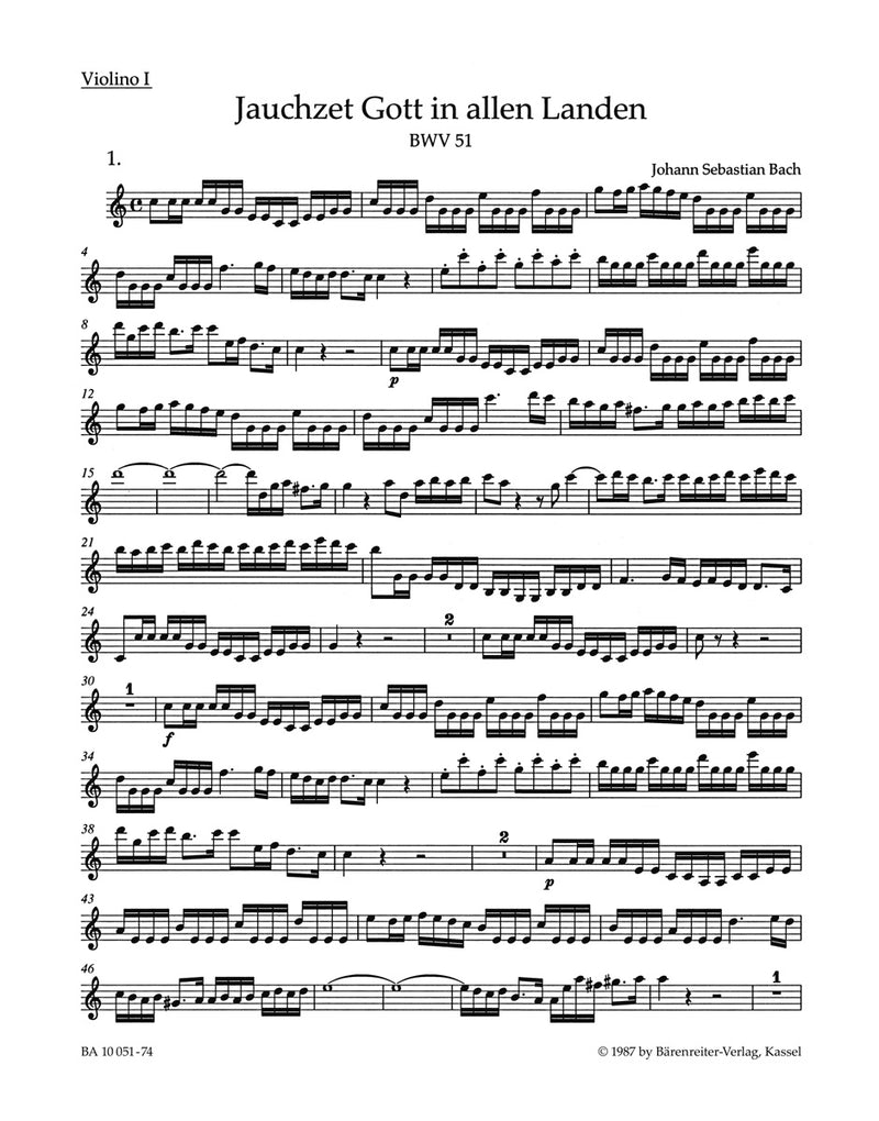Jauchzet Gott in allen Landen BWV 51 [violin 1 part]