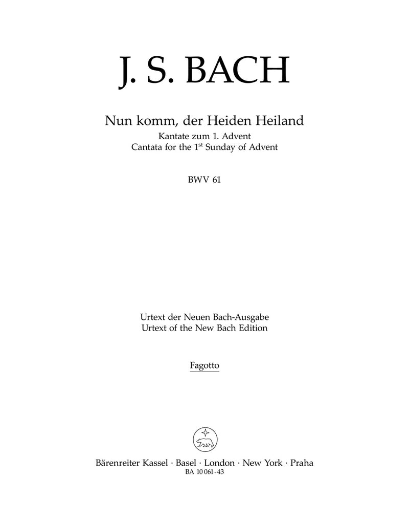 Nun komm, der Heiden Heiland, BWV 61 [bassoon part]