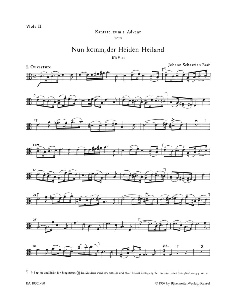 Nun komm, der Heiden Heiland, BWV 61 [viola2 part]