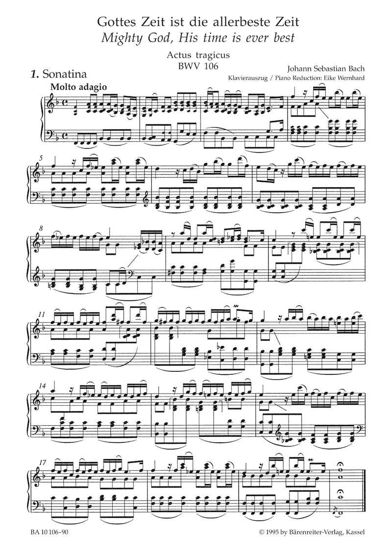Gottes Zeit ist die allerbeste Zeit BWV 106（ヴォーカル・スコア）