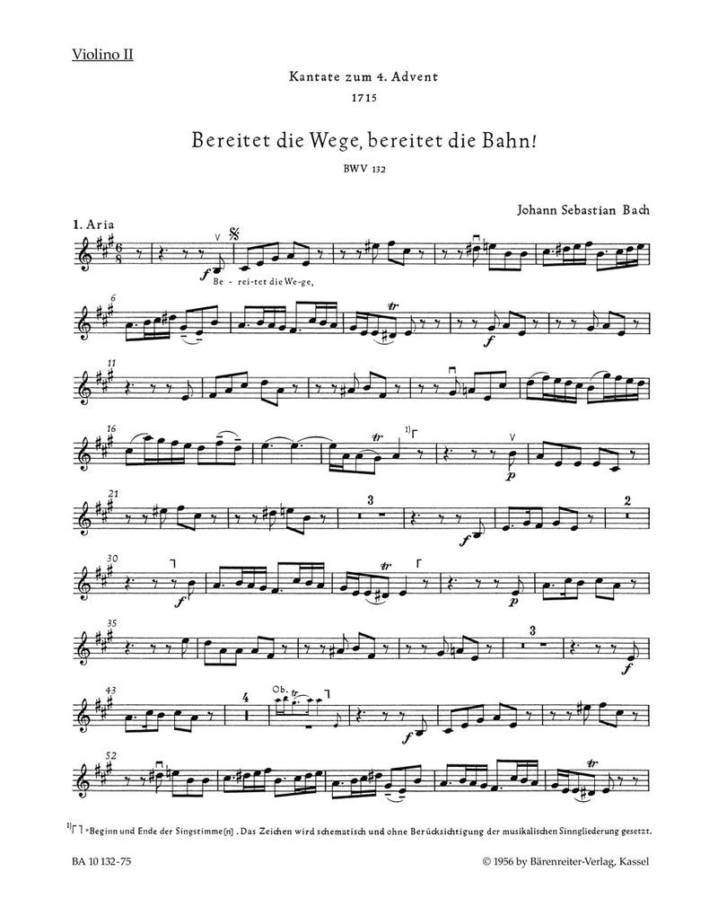 Bereitet die Wege, bereitet die Bahn, BWV 132 [violin 2 part]